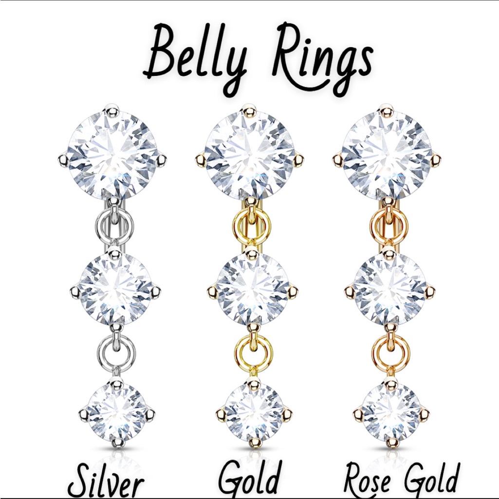 Silver Gold And Rose Gold Belly Rings